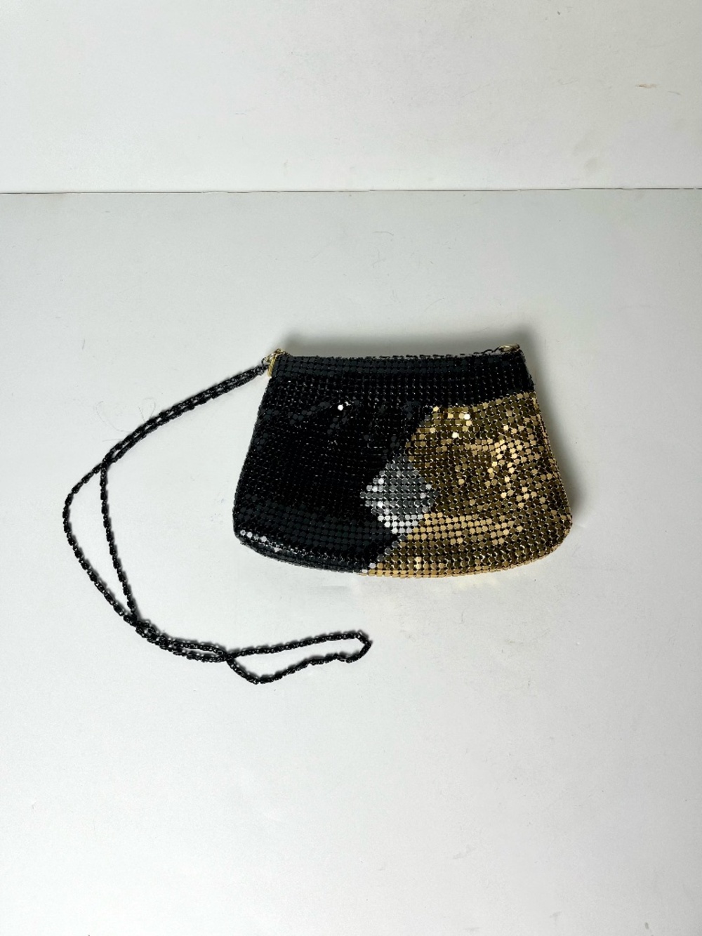 Vintage Metal Mesh Purse Black Gold Silver Cocktail Disco Retro 70s Festival